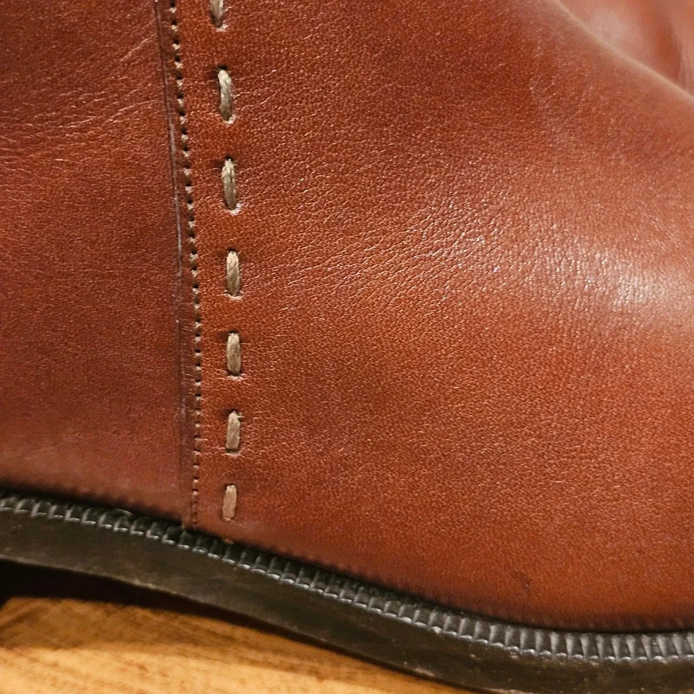 Salvatore Ferragamo Mens Brown Leather Side Zip Ankle Boots Gancini Italy 8 B